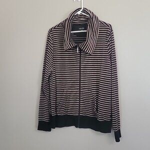 Calvin Klein Performance Quick Dry Black And Beige Striped Jacket Size 3X